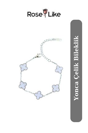 دستبند استیل (فولاد) سفید زنانه استیل (فولاد) RoseLike - کد 886627852