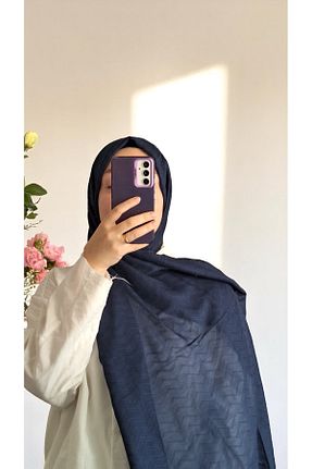 شال سرمه ای زنانه پنبه پلی استر Lavena scarfs - کد 932921988