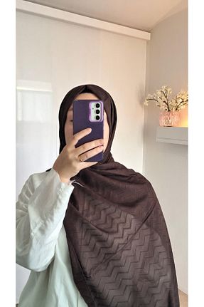 شال قهوه ای زنانه پنبه پلی استر Lavena scarfs - کد 932922016