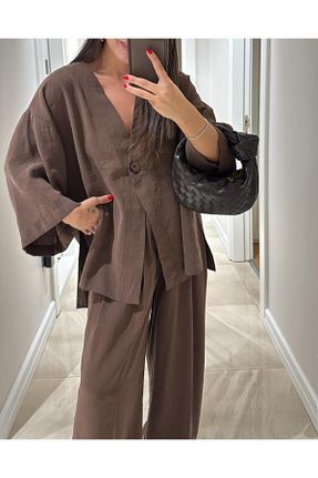 ست بالاتنه و پائین تنه قهوه ای زنانه بافتنی Lavanta Tekstil - کد 943113895