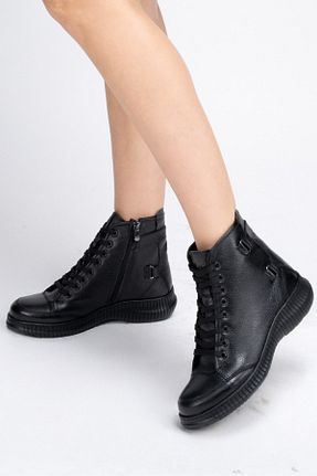 بوت / نیم بوت مشکی زنانه چرم خالص Dericalle shoes - کد 786848209