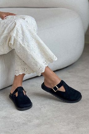 دمپائی مشکی زنانه جیر NİŞANTAŞI SHOES - کد 940937204