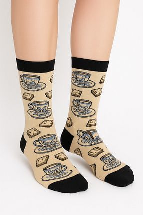 جوراب بژ زنانه پنبه پلی استر MiaSocks - کد 932075507