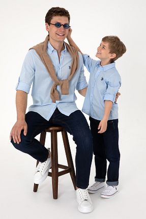 پیراهن سرمه ای بچه گانه یقه دکمه دار U.S. Polo Assn. - کد 888599136