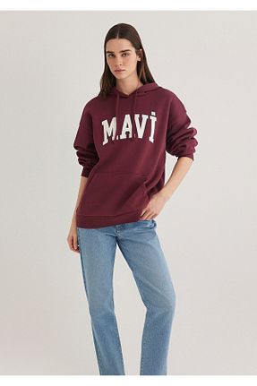 سوئیشرت زرشکی زنانه چاپی Mavi - کد 753964151