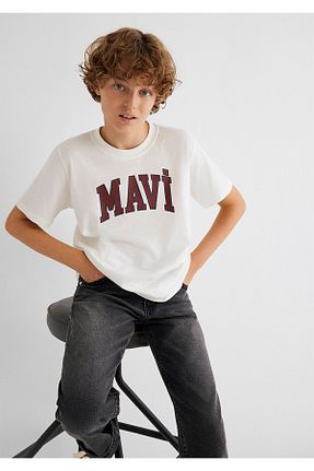 تیشرت سفید بچه گانه یقه بند دار Mavi - کد 842125265