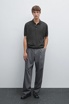 تیشرت طوسی مردانه رگولار Massimo Dutti - کد 940769645