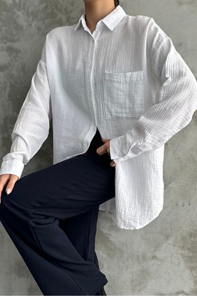 پیراهن سفید زنانه اورسایز macharel jeans - کد 842999940