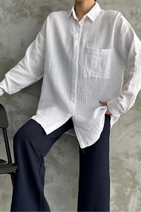 پیراهن سفید زنانه اورسایز macharel jeans - کد 842999940