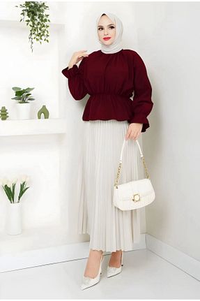 پیراهن حجاب زرشکی زنانه رگولار CNG MODA - کد 943678251