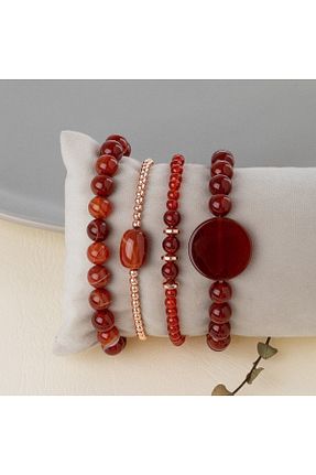 دستبند جواهر قرمز زنانه سنگ طبیعی OSMANLI DOĞAL TAŞ - کد 669891486