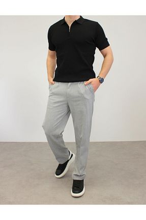 شلوار پارچه ای طوسی مردانه بلند RIESGO - کد 921581035