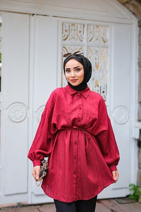 پیراهن حجاب زرشکی زنانه رگولار LOCCO - کد 942689250