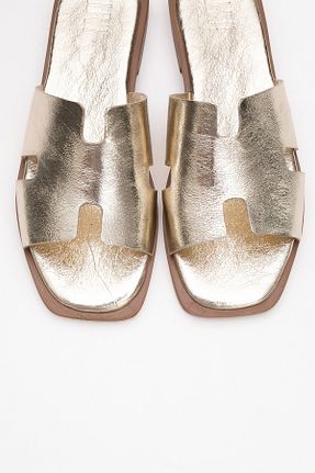 دمپائی طلائی زنانه چرم خالص luvishoes - کد 942696754