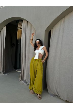 شلوار سبز زنانه پارچه minaaise - کد 942703922