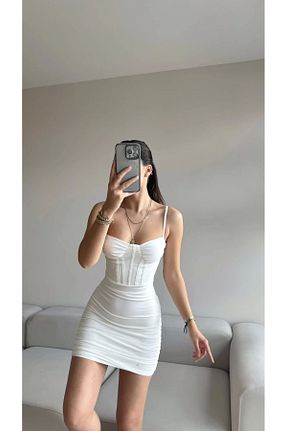 لباس سفید زنانه بافتنی Zoom Butik - کد 942777118