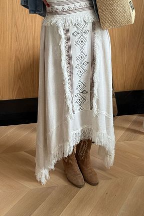 دامن بژ زنانه بافتنی Özge Özgenç - کد 942943956