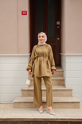 ست بالاتنه و پائین تنه زرد زنانه بافتنی LOCCO - کد 942944859