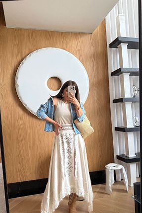 دامن بژ زنانه بافتنی Özge Özgenç - کد 942943956
