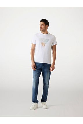 تیشرت سفید مردانه یقه دوچرخه Guess - کد 929559446