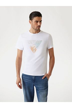 تیشرت سفید مردانه یقه دوچرخه Guess - کد 929559446