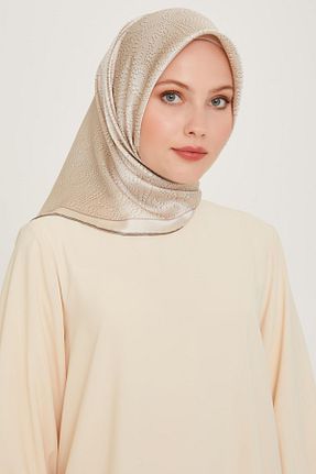 روسری بژ کرپ ساتن ابریشم Armine - کد 867681692