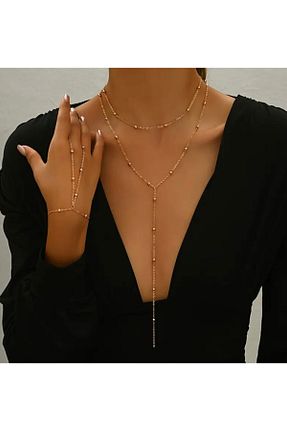 گردنبند استیل ( فولاد ) زرد زنانه استیل (فولاد) derokas - کد 943024372