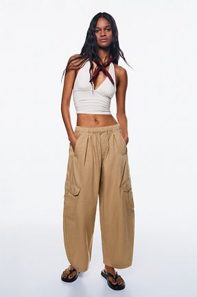 شلوار نباتی زنانه پنبه ای Bershka - کد 943024487