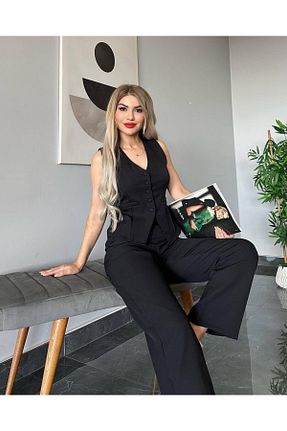 ست بالاتنه و پائین تنه مشکی زنانه بافتنی Elinmoda - کد 943024349