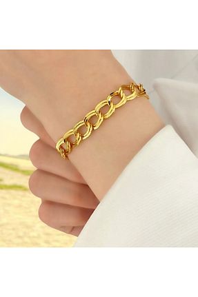 دستبند استیل (فولاد) زرد زنانه روکش طلا CASELN - کد 943149180
