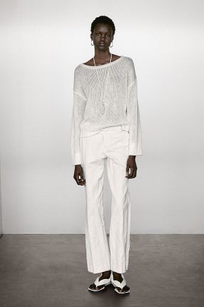 پلیور سفید زنانه ساده Massimo Dutti - کد 943252775