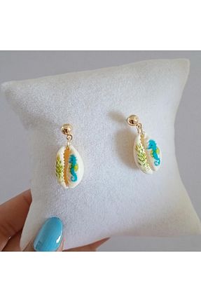 گوشواره جواهر رنگی برنجی Ödül Moda - کد 943316377