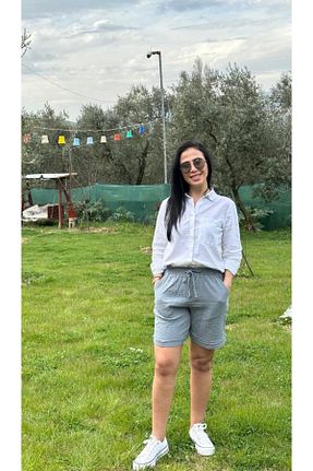 شلوارک و برمودا طوسی زنانه فاق بلند KTY TR - کد 943322641