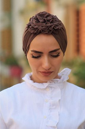 کلاه شنای حجاب قهوه ای زنانه Sahra Şal Dünyası - کد 943322482