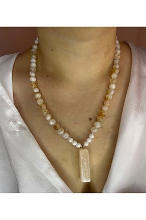 گردنبند جواهر سفید زنانه سنگ MODA - کد 943522949