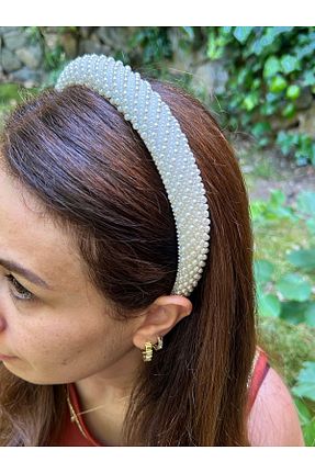 تاج سفید زنانه مروارید ByMerve - کد 943559737