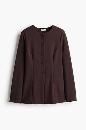 کت بلیزر قهوه ای زنانه İnterlok H&M - کد 943584675