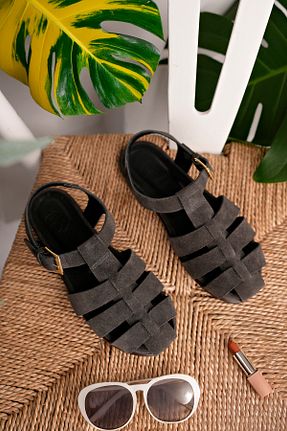 صندل طوسی زنانه پاشنه تخت NOSEY SHOES - کد 943596721