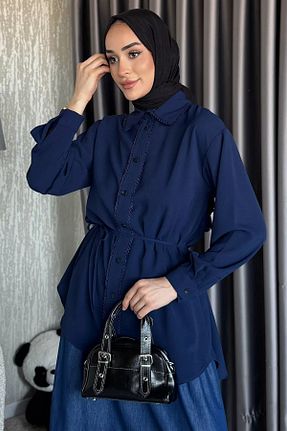 پیراهن حجاب سرمه ای زنانه رگولار Julude - کد 943635455