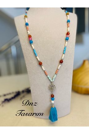 گردنبند جواهر آبی زنانه سنگ DENİZSU - کد 943834159