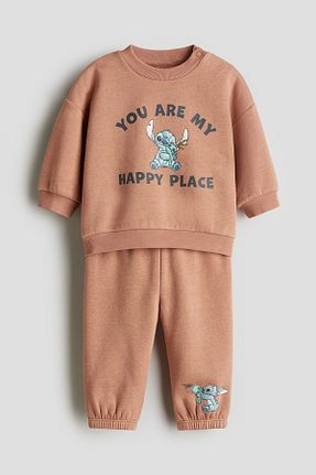 سوئیشرت قهوه ای بچه گانه چاپی H&M - کد 943918943