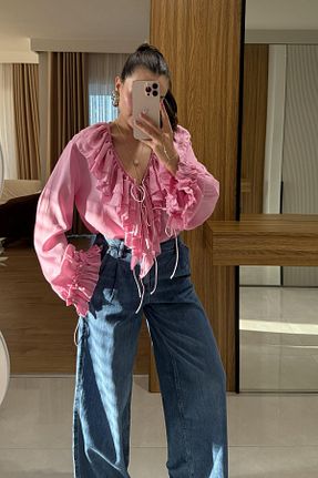 بلوز صورتی زنانه ساده Hotfashion - کد 944007270