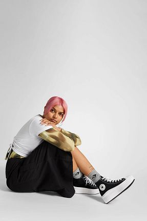 کفش پیاده روی مشکی زنانه پارچه ای Converse - کد 65037726