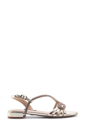 صندل طلائی زنانه پاشنه تخت Nine West - کد 899657929
