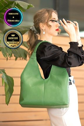 کیف دوشی سبز زنانه چرم خالص CüzCan - کد 938886162
