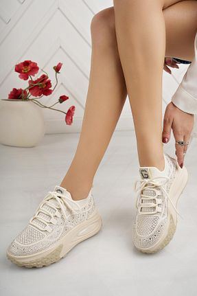 کفش اسنیکر بژ زنانه بند دار Guja - کد 864157756