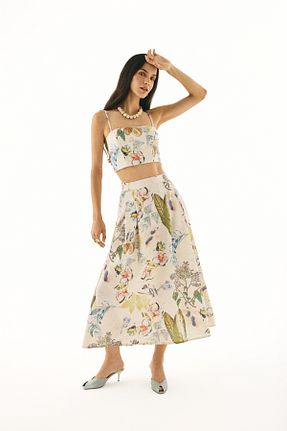 دامن زنانه کتان Quzu - کد 938837436