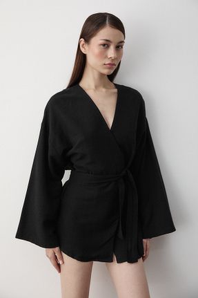 کیمونو و کافتان مشکی زنانه %100 پنبه Laluvia - کد 931785071