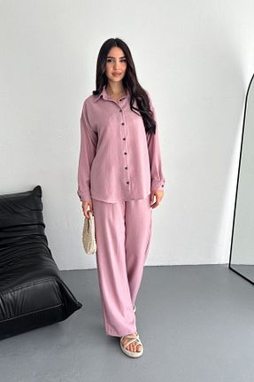 ست بالاتنه و پائین تنه صورتی زنانه بافتنی moda poni - کد 927843324