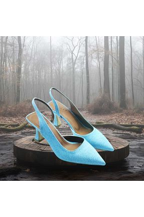 کفش پاشنه بلند کلاسیک آبی زنانه ساتن Escarpinshoes - کد 924640372